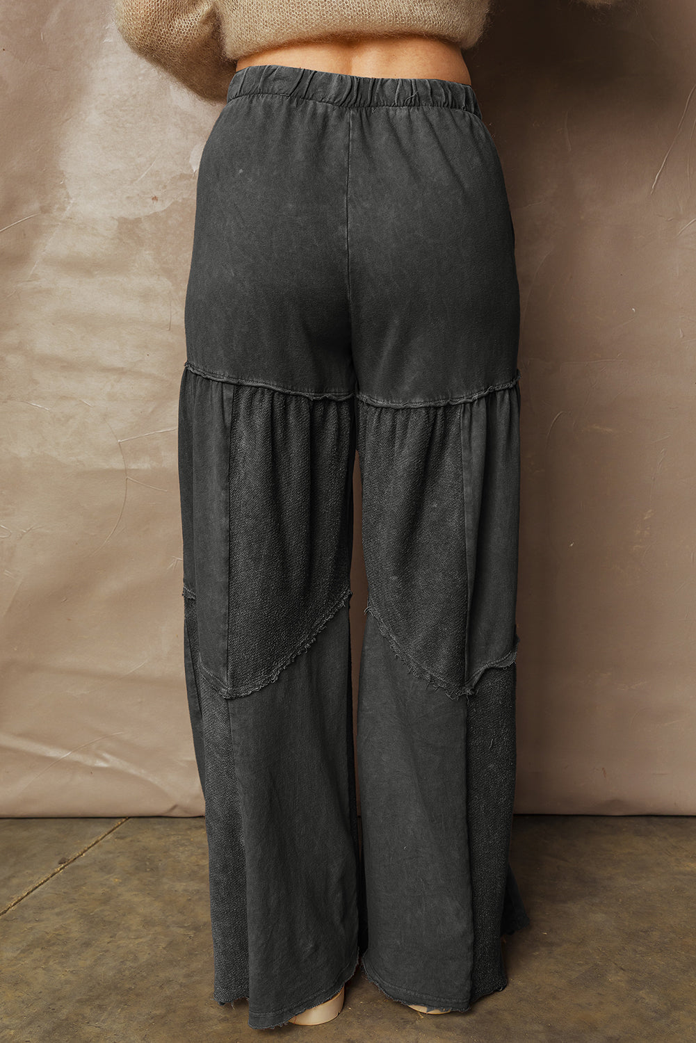 Wild Ginger  Careys Mineral Wash Tiered Wide Leg Patchwork Drawstring Pants