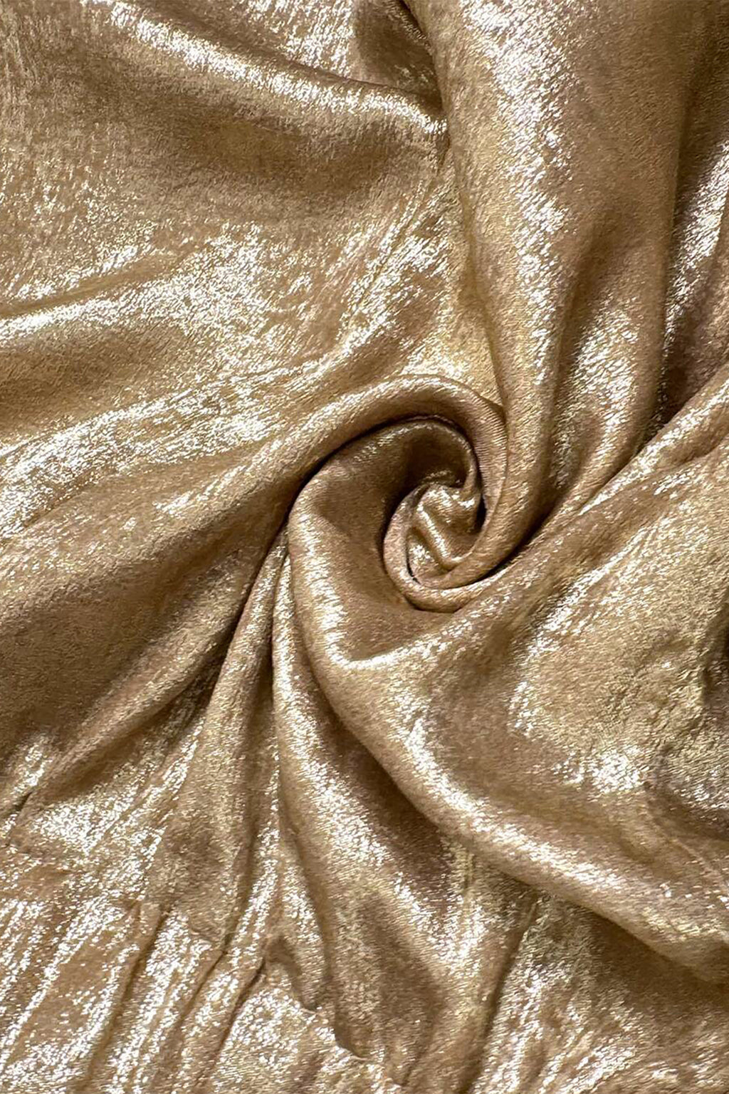 Gold Metallic Luster Tie Elastic Waist Cuffed Hem Shorts